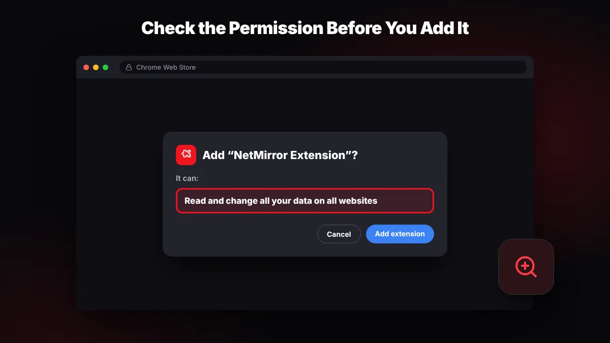 Chrome permission warning before adding a browser extension