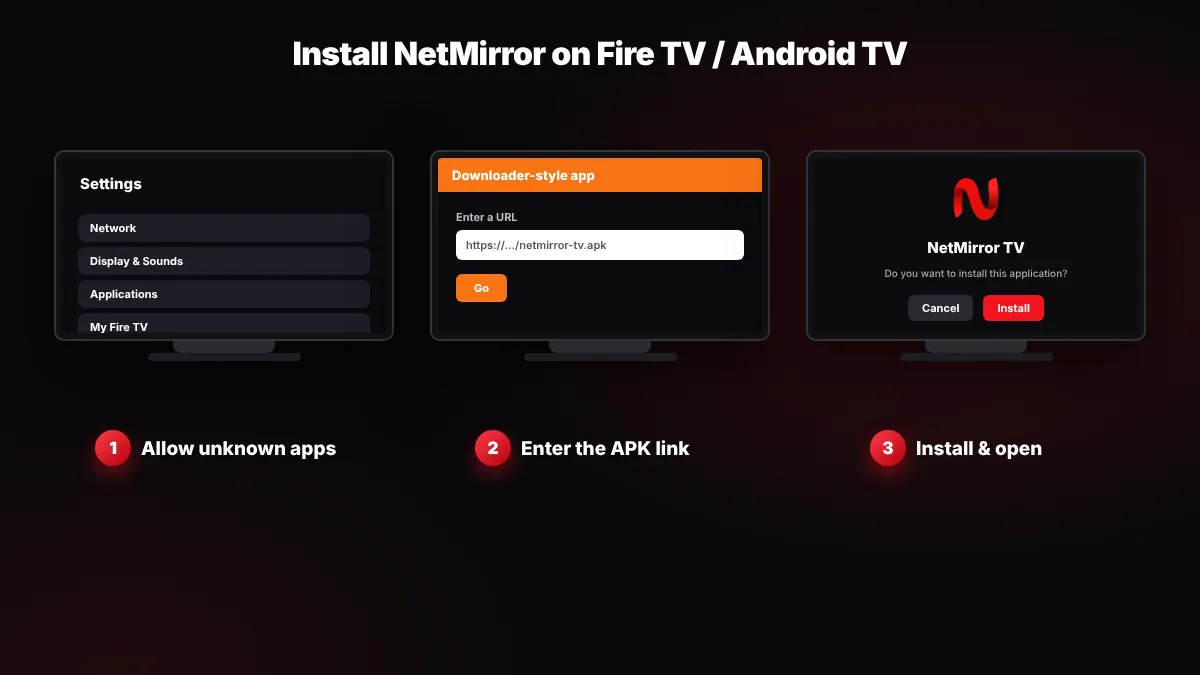 Installing NetMirror on Fire TV Stick with the Downloader app